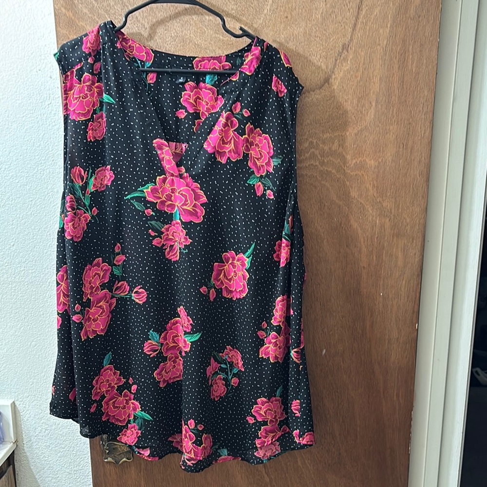 Torrid Black and Pink Wrap Tank Top